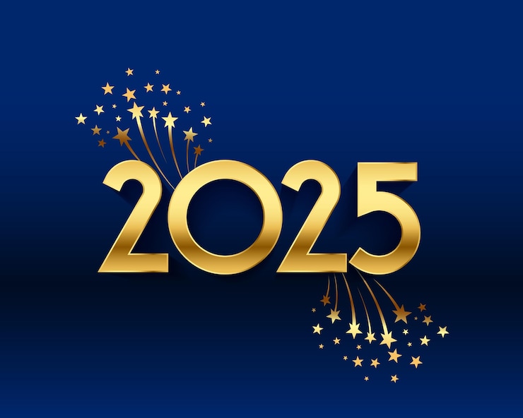 Free Vector golden 2025 new year festive background with text space