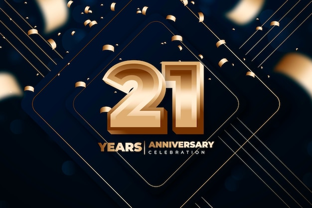 Free vector golden 21 anniversary background