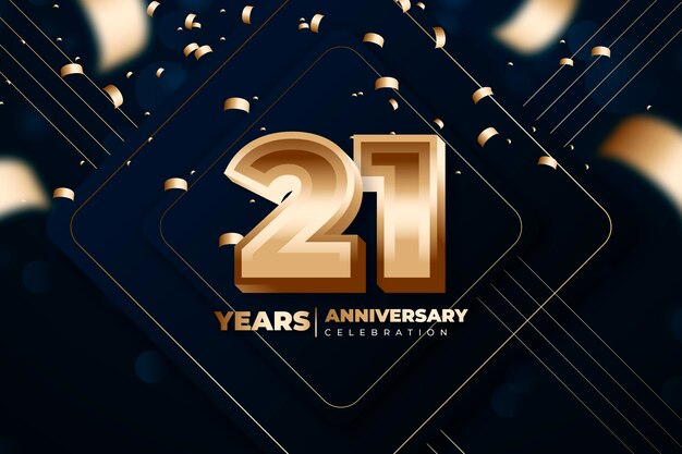 Золотой 21-й годовщины фон