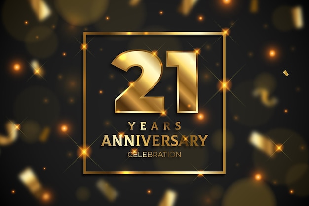 Free vector golden 21 anniversary background