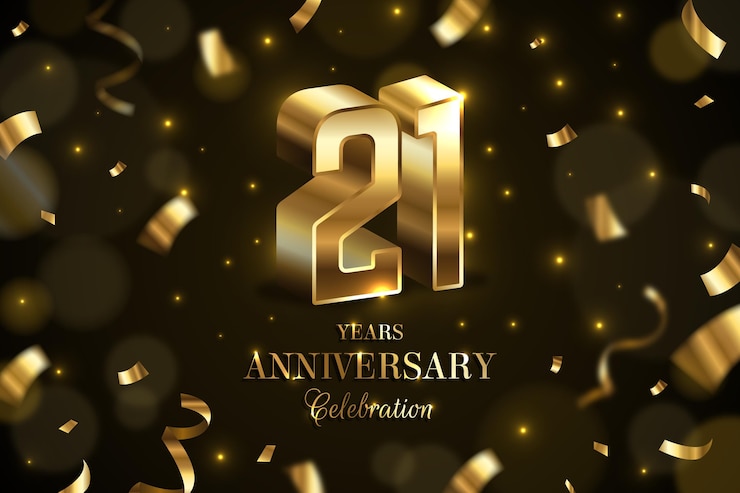 Free Vector golden 21 anniversary background