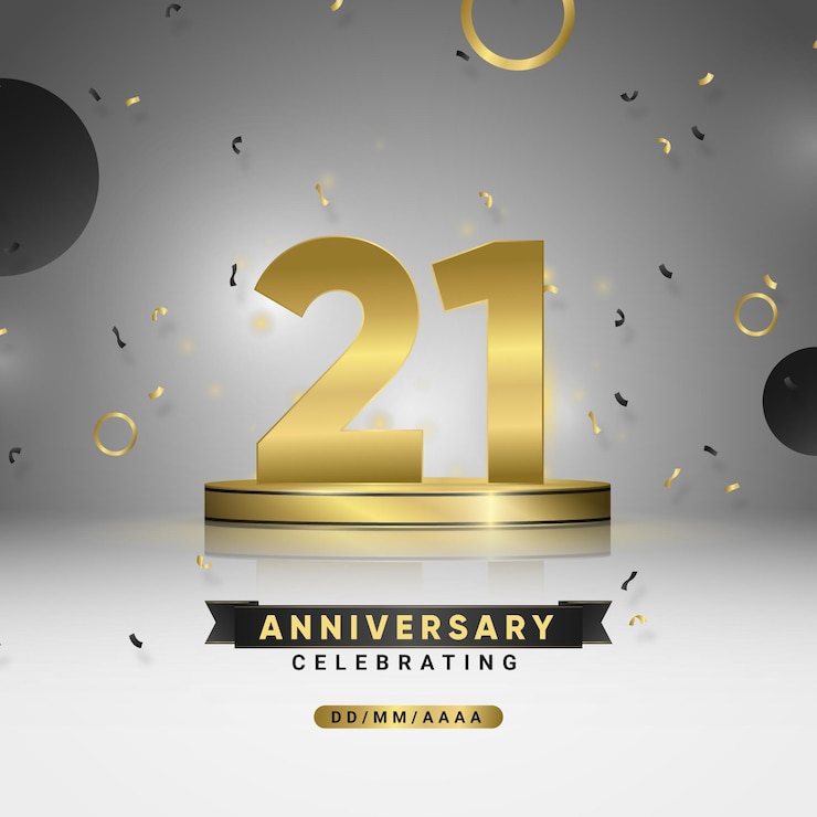Free Vector golden 21 anniversary background