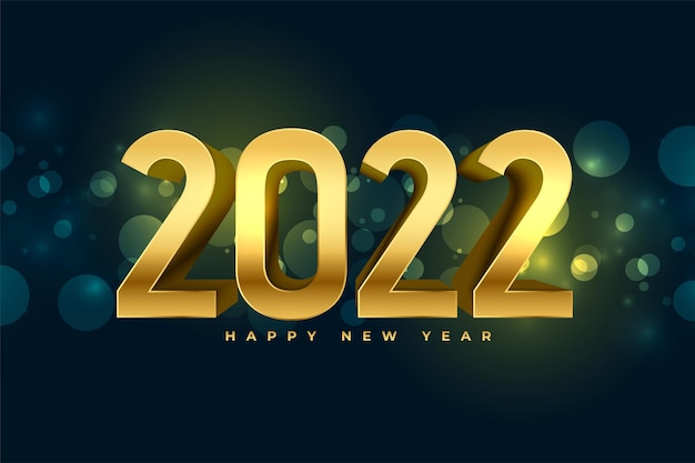 Golden 3d 2022 text effect sparkling greeting background