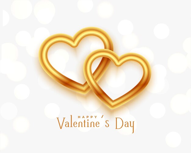 Golden 3d hearts ring valentines day greeting