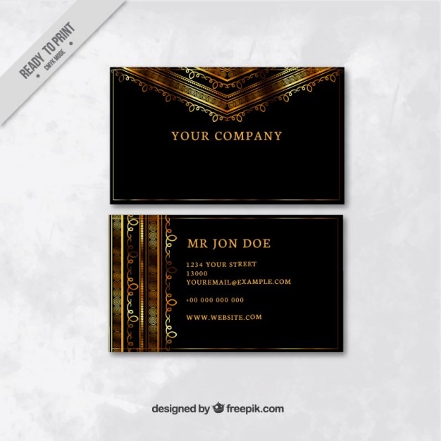 Free vector golden abstract shapes business card