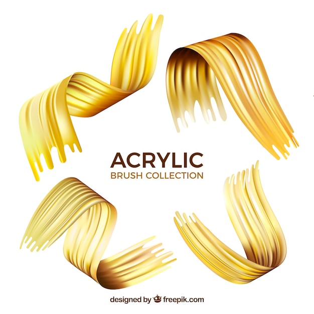 Free vector golden acrylic brush set