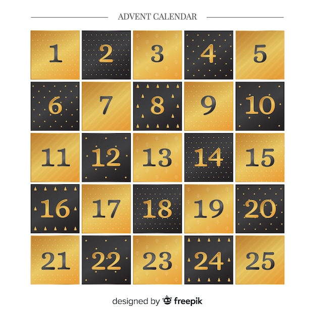 Free vector golden advent calendar