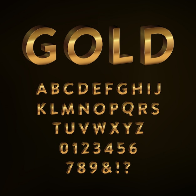 Free vector golden alphabet design