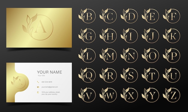 無料ベクター ロゴとブランディングデザインのための丸いフレームの黄金のアルファベット。