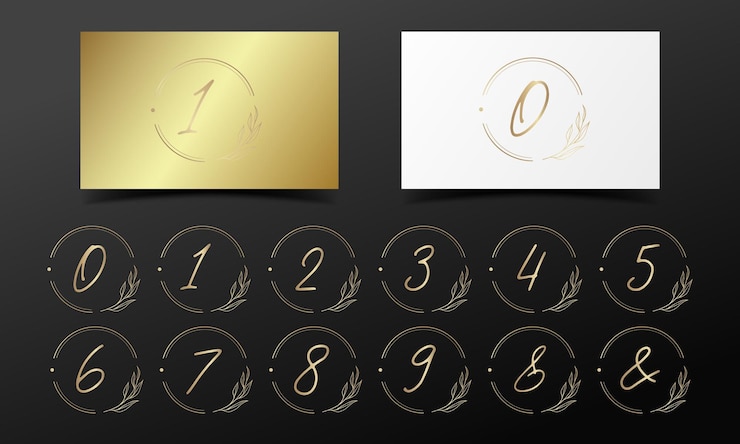 Free Vector golden alphabet number in round frame for logo and branding design.