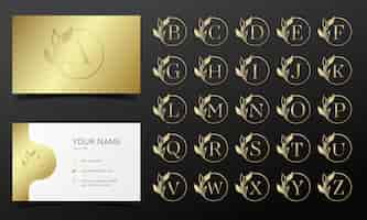 Free vector golden alphabet in round frame for logo and branding design.