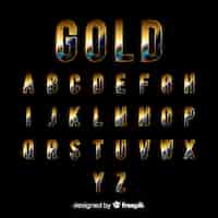 Free vector golden alphabet template