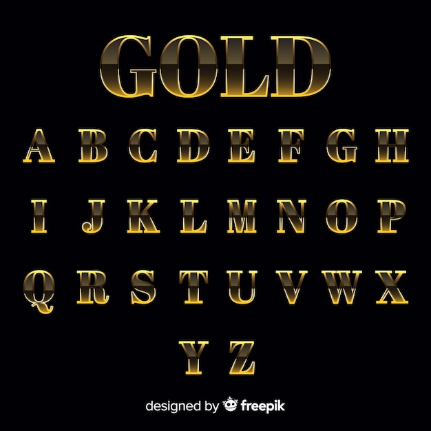 Vettore gratuito modello di alfabeto d'oro