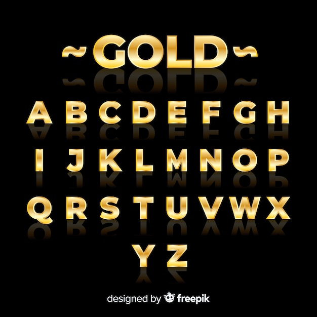 Бесплатное векторное изображение Золотой алфавит шаблон