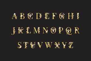 Бесплатное векторное изображение Золотой алфавит с элегантными цветами