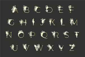 Free vector golden alphabet with elegant flowers