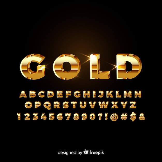 Golden alphabet letters Royalty Free Vector Image