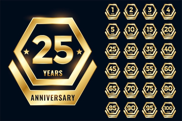 Golden anniversary label emblem set