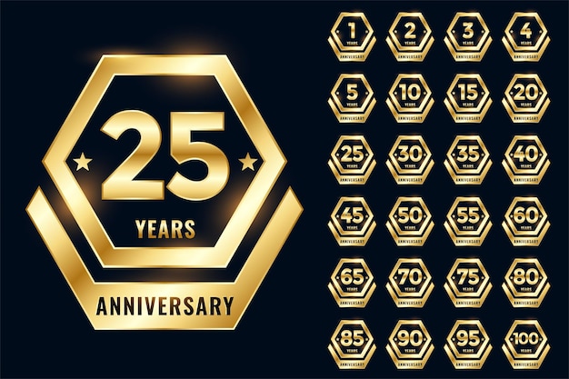 Free vector golden anniversary label emblem set