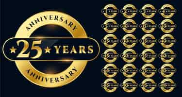 Free vector golden anniversary labels big set design