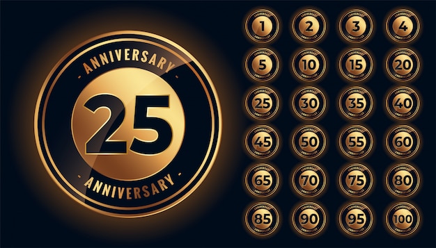 Golden anniversary labels and emblems big set