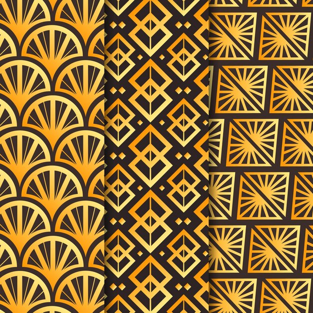 Golden art deco pattern collection