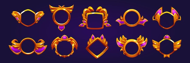 Golden award badges game avatar frames