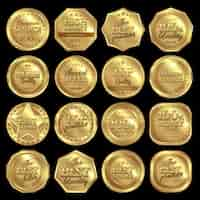 Free vector golden awards badge set