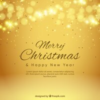 Golden background bokeh of merry christmas