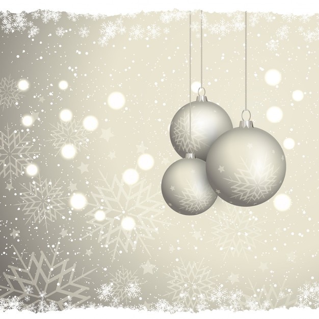 Free vector golden background of christmas balls and snowflakes