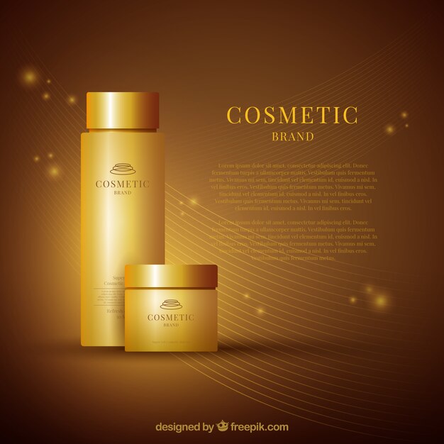 Golden background of cosmetics