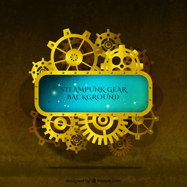 Golden background of gears in vintage style