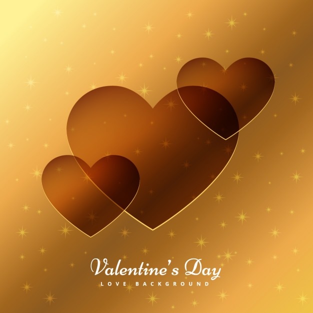 Free vector golden background of love hearts