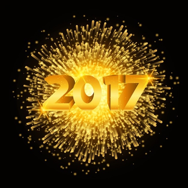 Felice anno nuovo sfondo con fuochi d'artificio d'oro