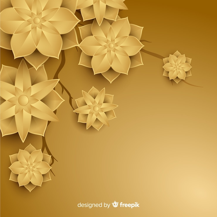 무료 Vector 3d 꽃으로 황금 배경
