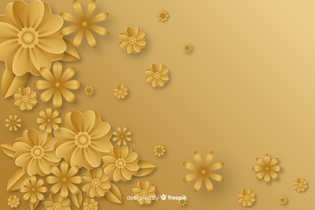 Золотой фон с 3d цветами