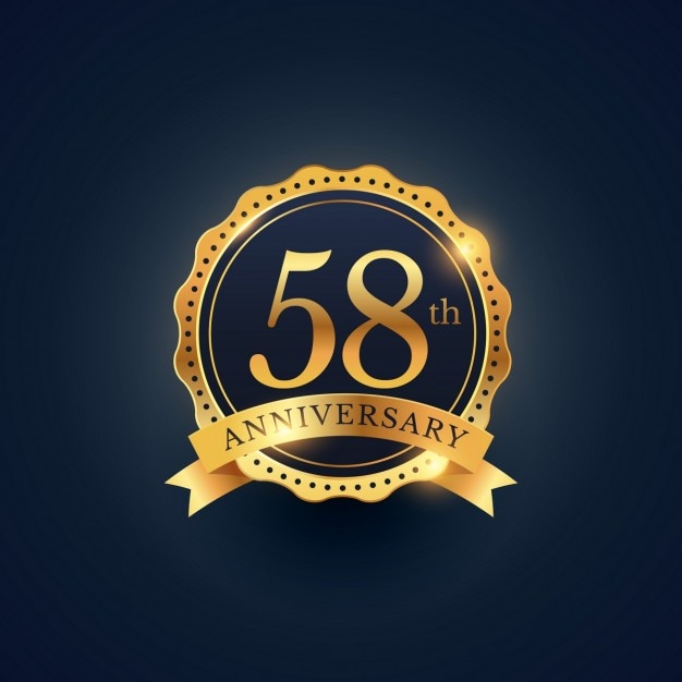 Free vector golden badge for the 58th anniversary