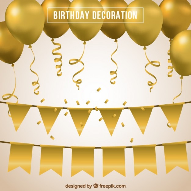 Free vector golden balloons and garlands