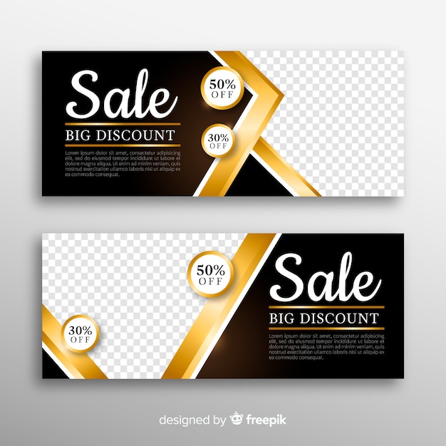 Free vector golden banner for shopping sales