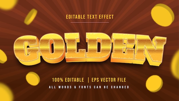 Golden bar coin 3d text style effect. editable illustrator text style.