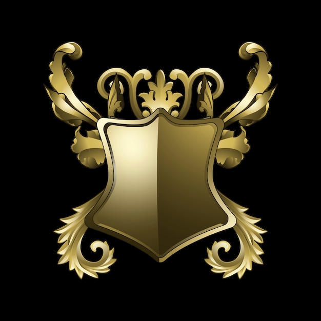 Золотой барочный щит элементы вектора
