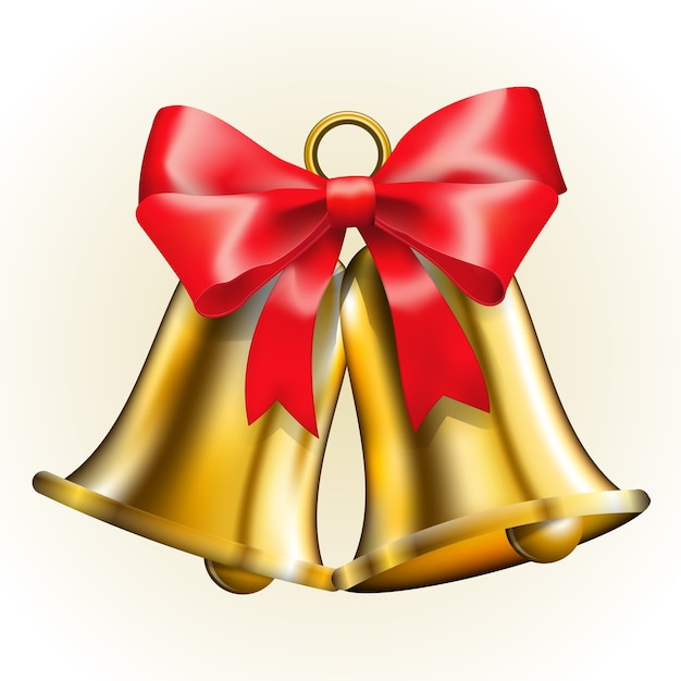 Golden bells with red bow