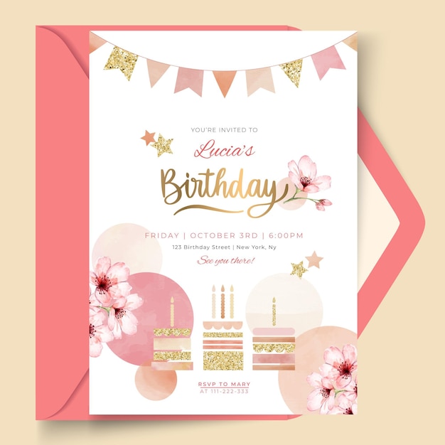 Free vector golden birthday card template