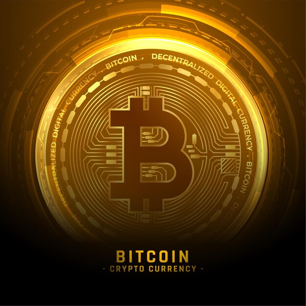 Golden bitcoin cryptocurrency coin background