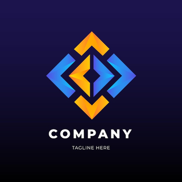 Golden and blue diamond shape logo business template