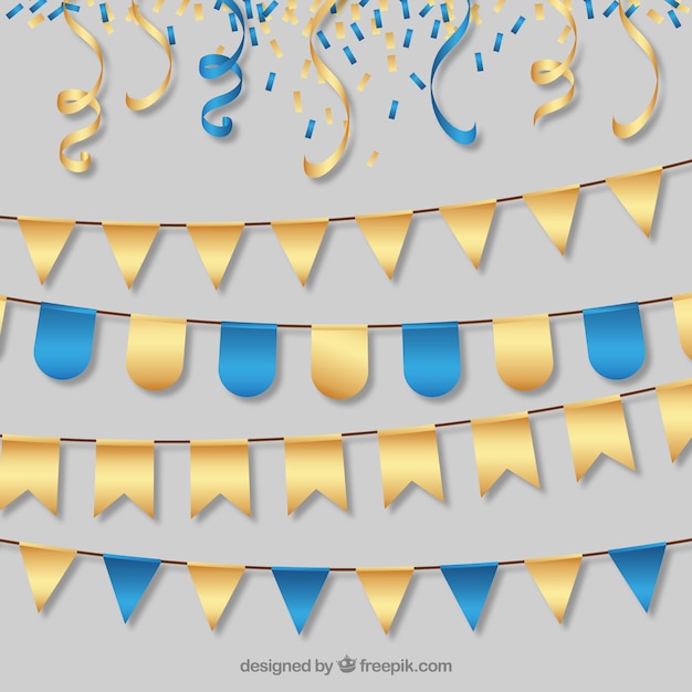 Golden and blue elegant party garlands