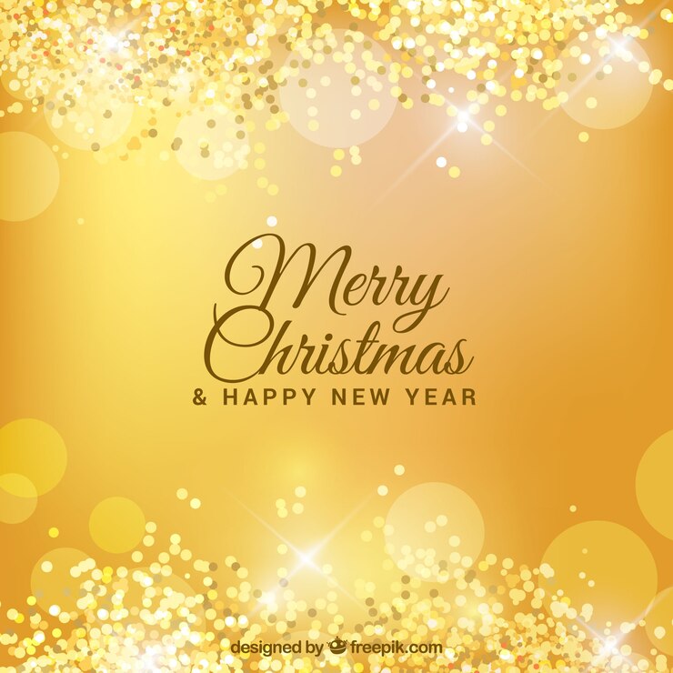 मुफ़्त वेक्टर golden bokeh background of merry christmas