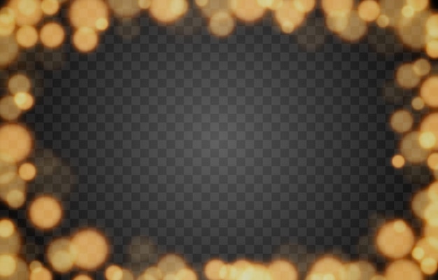 Golden bokeh on isolated transparent background light effect png blurred bokeh png bokeh frame