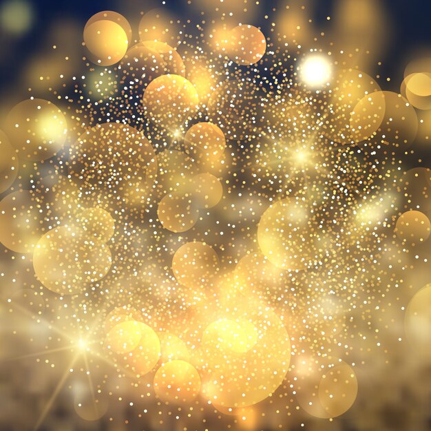 Golden bokeh lights background 