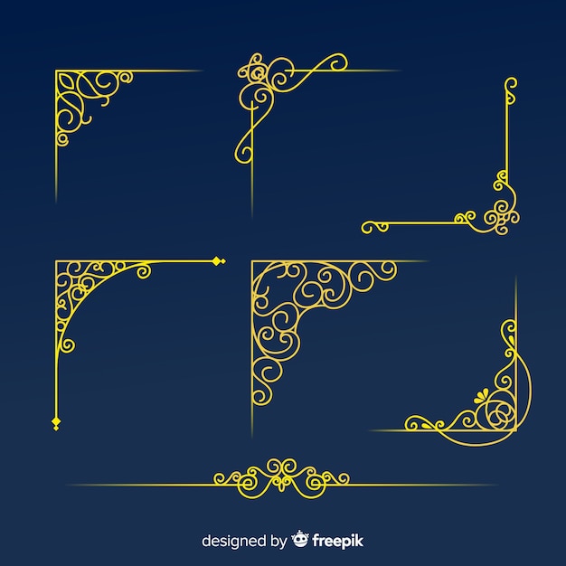 Free vector golden border ornament collection